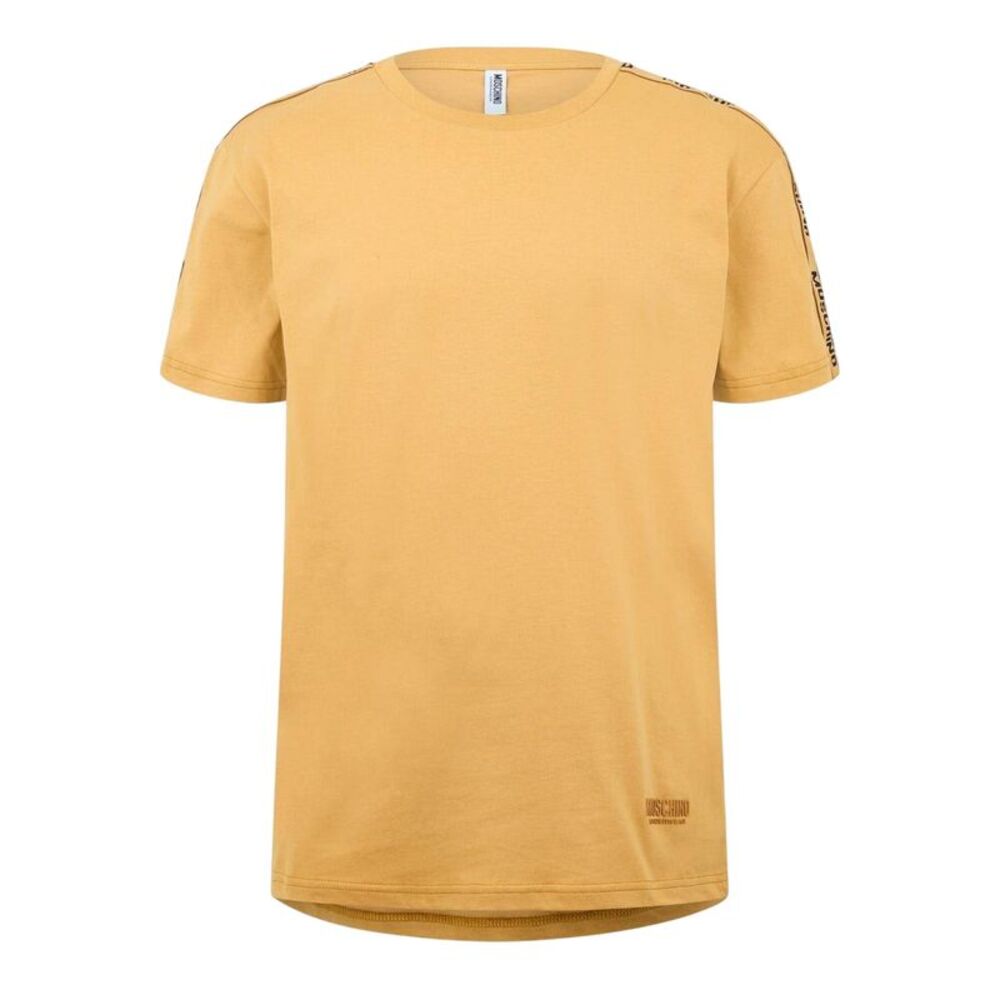 Moschino Mens Tape Lettering Logo Regular T-Shirt / Brown